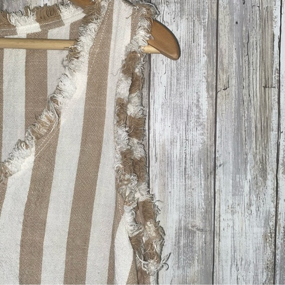 Umgee Latte Stripe Fringe Hem Dress - Picture 3 of 7